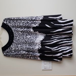 Max&Rina Animal Print Top Tunic Size M